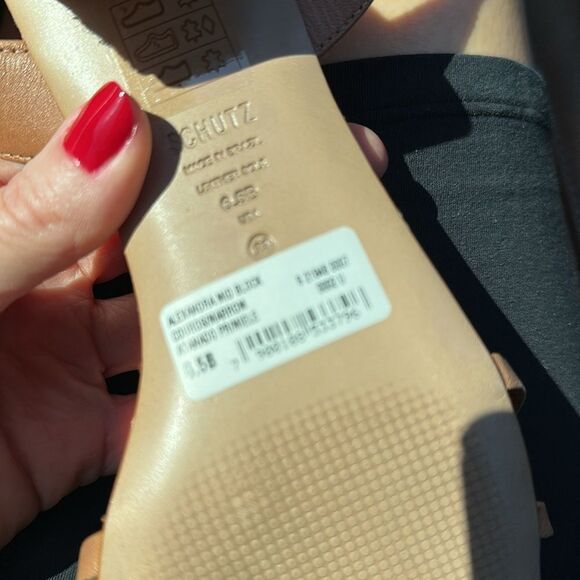 New Schutz Alexandra mid block raffia heel sandal 6.5 brown - Picture 6 of 6